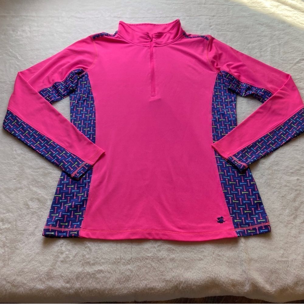 Birdies and Bows 1/4 Zip Pink Pullover Top Size Medium